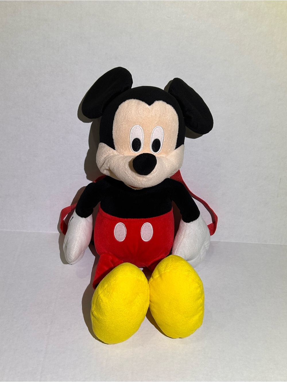 Disney Mickey Mouse Plush Backpack with Zippered Pouch – 16” – Red & Black – Kid